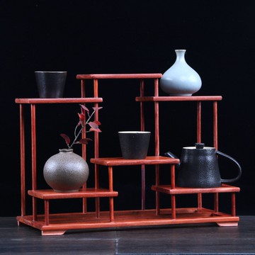 小博古架榫卯構花梨木中式木多木紫砂茶具件展示架