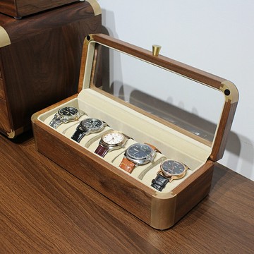 免運 開發票 日式北美黑胡桃木手表納盒實木防塵翻蓋木質手表盒腕表機械表盒快速出貨
