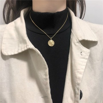現貨-ins冷淡風藝術感抽像人臉吊墜項鍊女韓國個性百搭款疊戴頸鍊-D17