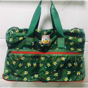 青蛙大眼萌綠色小清新大容量折疊旅行袋印花卡通蛙蛙拉鏈袋