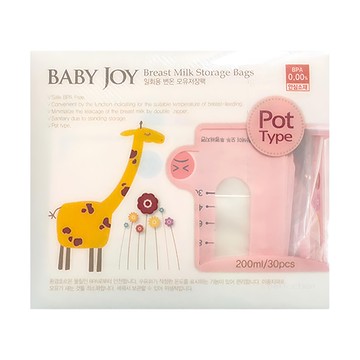 BABY JOY 站立量杯型感溫抗菌母乳儲存袋200ml 30入  1盒