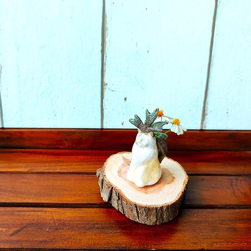 柴燒貓貓香插-小花插-小草插-香插座-手作陶