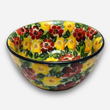 波蘭手繪手工陶-飯碗 13cm 富貴紅系列 設計師款