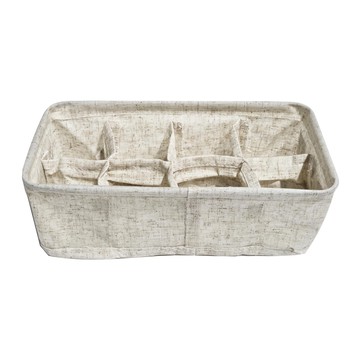 UdiLife 優的生活大師 森 棉麻8分格整理盒  米色  1個  長32cm寬20cm高2cm