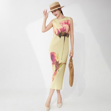 ??三宅專柜款無袖背心裙子女復古高級感輕奢氣質優雅時尚連衣裙長款