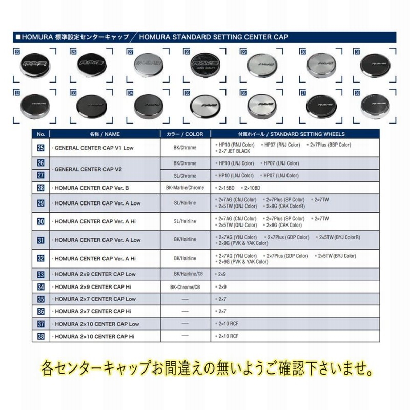 レイズ HOMURA 2X7 CENTER CAP ホムラ センターキャップ 新品1個 正規 