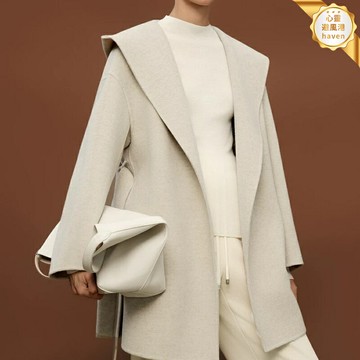 【雙面呢收腰】斗篷大衣 毛呢外套 呢大衣 浴袍大衣 連帽大衣 雙面呢 繫帶設計 極簡風 秋冬保暖 直播清倉