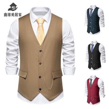 2025新品男士休閑西裝 馬甲男時尚婚禮聚會V領馬甲 背心男Q9/15