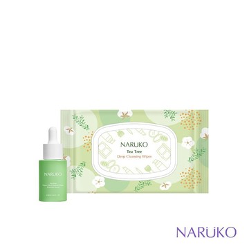 【NARUKO牛爾】茶樹三酸毛孔安瓶精華30ml+茶樹神奇溫柔卸妝巾1包(水楊酸/控油/粉刺毛孔)