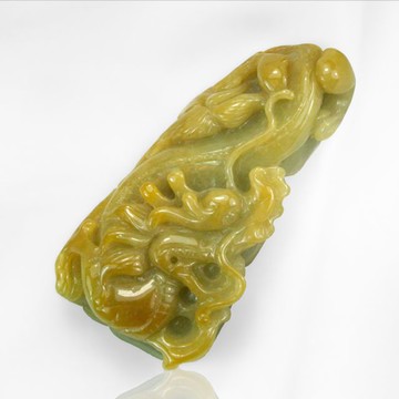 晉佳珠寶 Gemdealler Jewellery天然緬甸A貨蜜糖翡翠 福到眼前節節高升祥龍天下 玩件