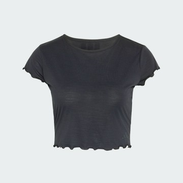 adidas Adidas 愛迪達 Motion T-shirt KG1376 女 T恤 運動上衣 休閒短袖 黑 短版 吸濕排汗