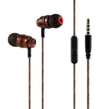 純手工木紋適用于蘋果安卓手機通用耳機重低音入耳線控帶麥音樂耳