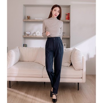 【秋冬新品】HS 腰帶造型西裝長褲 深藍