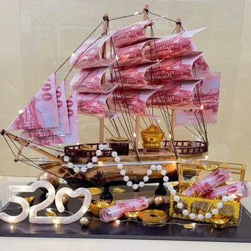 摩羯座【鹿可Look】(含$1800真鈔)招財滿富⛵帆船入港｜ 有錢花 鈔票花 母親節禮物 花禮 香皂花 永生花  乾燥花 玫瑰熊 聖誕 求婚 情人節 新年 春節 過年送禮 畢業花束