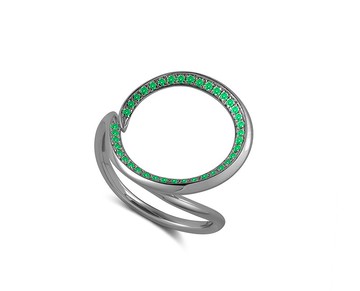 沙弗萊石圓環結婚戒指 14k金另類光環婚戒 獨特業力炫黑訂婚指環