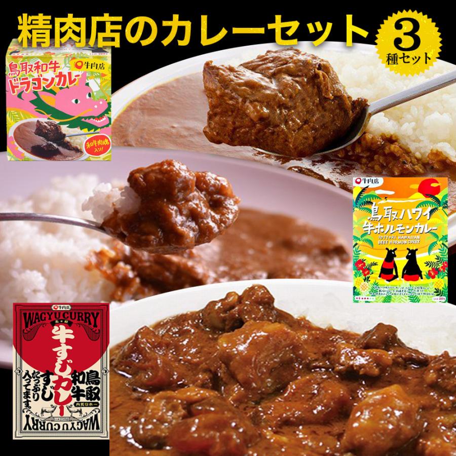 ギフト 精肉店のカレーセット 鳥取和牛 牛肉 カレー カレーセット 3種類 送料無料 北海道 沖縄 離島不可 代引不可 お中元