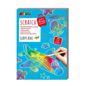AVEnIR Kids 迷你口袋刮畫本 1本 兒童DIY刮畫本  飛機