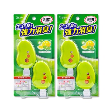 (2盒超值組)日本ST雞仔牌-黏貼吊掛兩用強力消臭垃圾桶液體芳香劑3.2mlx2入/盒-柑橘薄荷(綠)(垃圾廚餘回收桶脫臭劑,長效清新約30天)