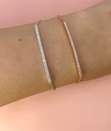 Shining Bar 手鏈/ 925純銀鍍18K白金/ 玫瑰金/ 方晶鋯石