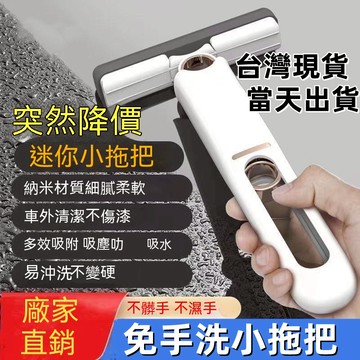 【台灣現貨-當天出貨】迷你小拖把 代替抹布 吸水性強 可懸掛免手洗 車用迷你 便攜戶外棉頭 不用髒手小拖把 桌面 廚房