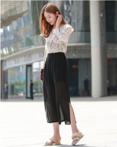 NINE】シフォンの透け感が上品なスカート