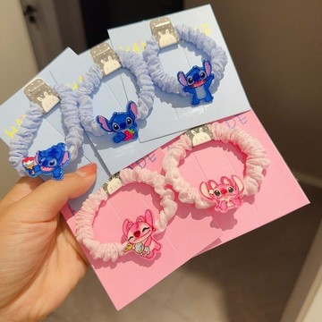 可愛髮圈🎀 卡通亞克力史迪仔史迪奇腸圈女童學生馬尾扎皮筋莎大腸髮圈可愛女髮飾