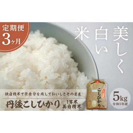 ふるさと納税 定期便 令和5年産 新米 美白精米 丹後こしひかり 5kg×3ヵ月 1等米 京都府京丹後市