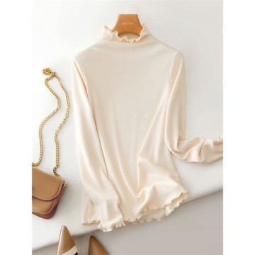 IHIMI經典修身打底衫女2025秋裝新款通勤毛衣高領純色針織上衣