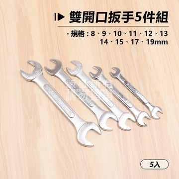 附發票「工具仁」小尺寸 開口扳手 五入組 8-19mm 雙頭板手 六角扳手 螺母 螺帽 雙頭呆扳手 板手 呆板手