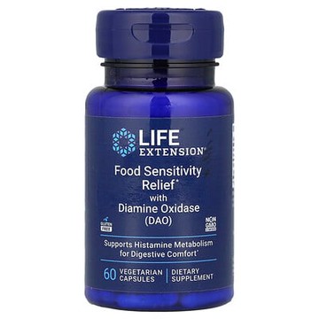 Life Extension, 用於緩解食物敏感的二胺氧化酶（DAO），4.3 毫克，60 粒素食膠囊