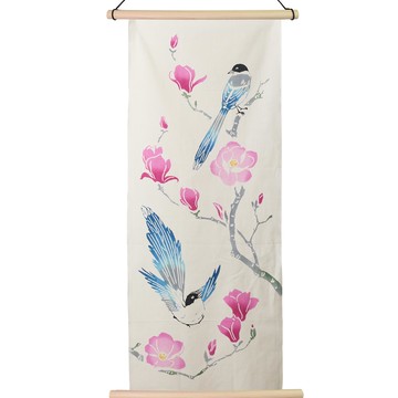 梨園染   日本製辛夷與尾長鳥手拭巾