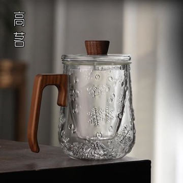 日式泡茶杯個人專用女士辦公室茶道杯茶水分離玻璃帶柄茶具杯子