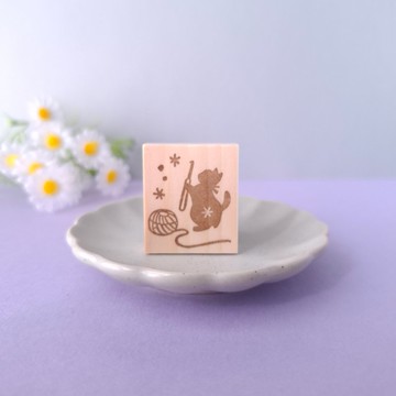 蕾絲編織貓咪印章 手工印章 橡皮擦印章