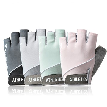 戶外薄款運動騎行短手套釣魚瑜伽五指健身跑步半指露指透氣男女士