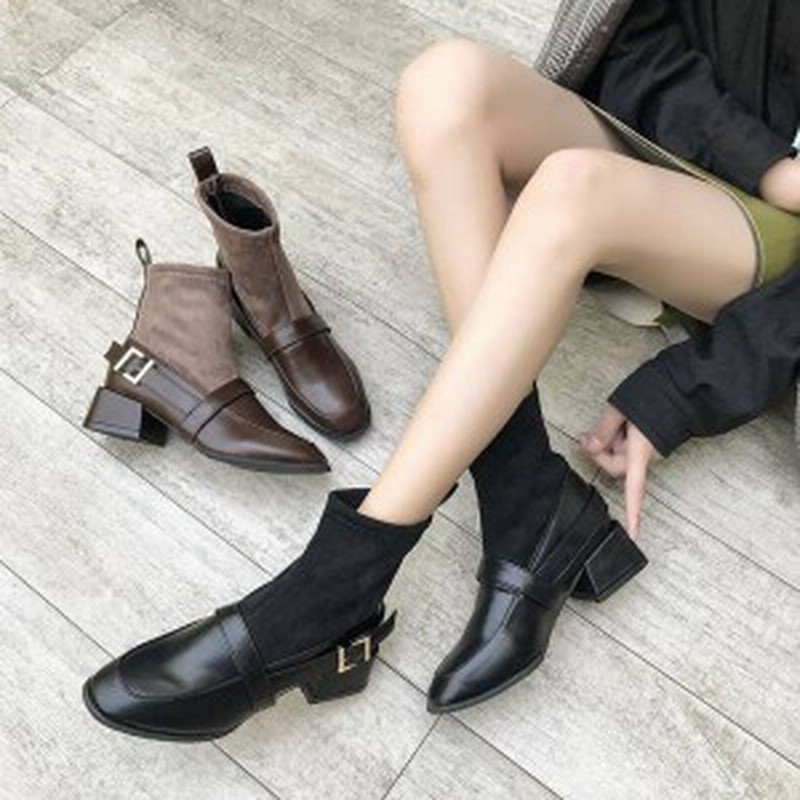 新作秋冬話題のソックスブーツ 美脚効果ショートブーツヒール6cmイギリス風厚底ブーツ ストレッチブーツ大きいサイズありsuu159 通販 Lineポイント最大1 0 Get Lineショッピング
