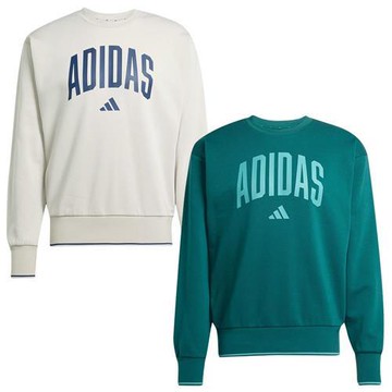 Adidas 長袖上衣 男裝 大學T 刷毛 米/綠【運動世界】JM1732/JM1733