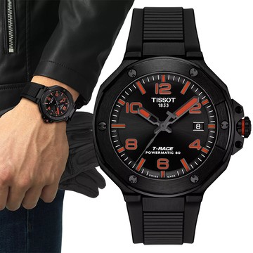 TISSOT 天梭 T-RACE 摩托賽車動力80機械錶/41mm/全黑/T1418073705700