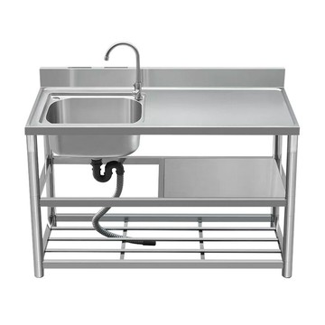 304不銹鋼水槽帶平臺單槽臺面一體家用洗菜盆廚房洗碗洗手池批發[DD160109]