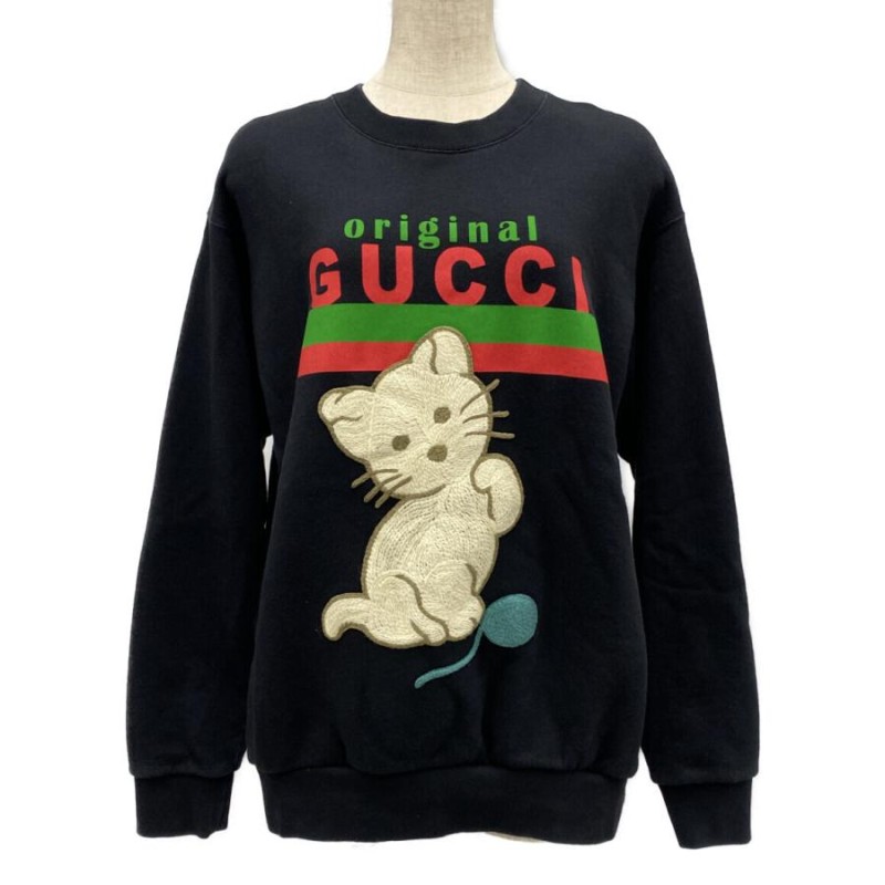 正規品 GUCCI 総刺繍 虎柄 黒トレーナー メンズM