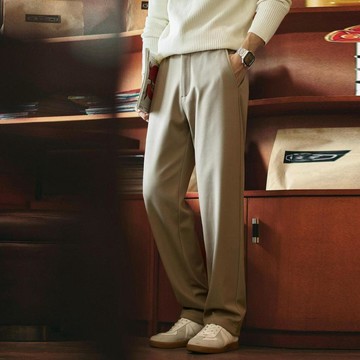Wuluwear 430g秋冬厚款彈力小直筒休閒褲男2025秋冬新款日常通勤百搭長褲潮