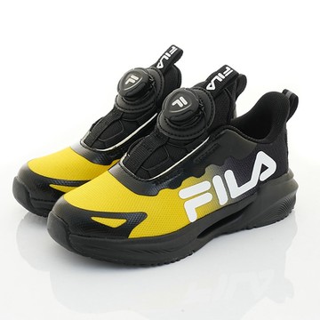 FILA頂級運動童鞋-前置BOA旋鈕避震運動款-421Z-091黑黃(19-24cm中大童段)櫻桃家