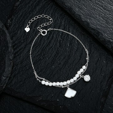 閃亮s925純銀法式莫桑鉆銀杏葉手飾輕奢高端小眾復古男女手鏈