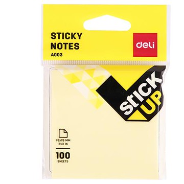 得力Deli便條紙/EA00352/3x3/76x76mm/黃色/100張
