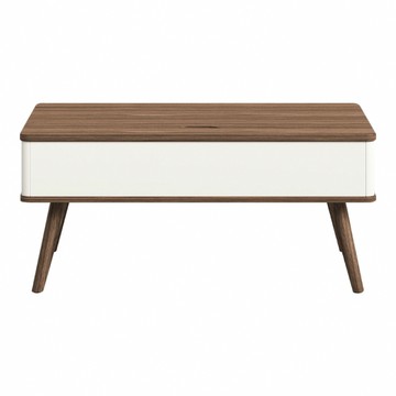 E-home 恬靜系升降收納實木腳長方咖啡桌-幅95cm-棕色棕色