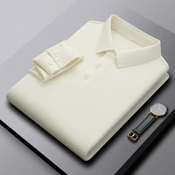 【新款熱賣】爆款簡約220g低碳長絨棉柔軟細膩商務休閑男士長袖POLO衫純棉