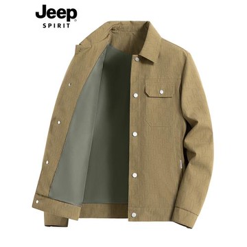 JEEP SPIRIT吉普夾克男款翻領休閑外套男士百搭工裝上衣秋冬新款