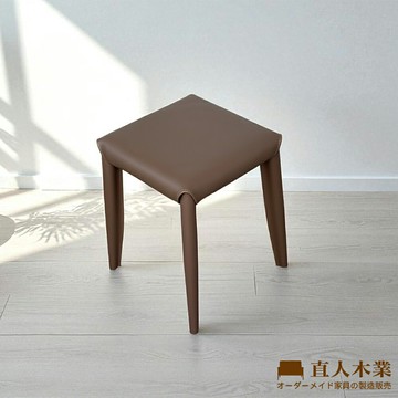 【直人木業】ANTON馬鞍皮方凳-可可棕