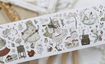 小熊圓舞曲 PET 和紙膠帶 貝殼光 5米