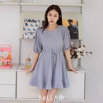 【初夏新品】BeLLA 唯美綁帶短洋裝 淺藍