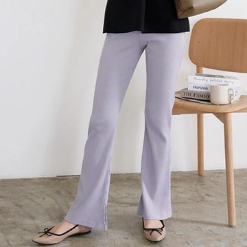 日本 Kobe Lettuce - 絕對美腳！彈性羅紋長褲-粉紫
